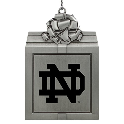 University of Notre Dame-Pewter Christmas Holiday Present Ornament-Silver