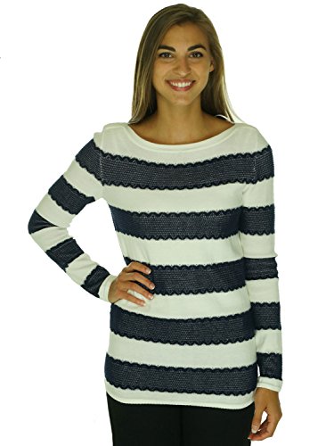 Tommy Hilfiger Womens Heathered Lace Trim Pullover Sweater