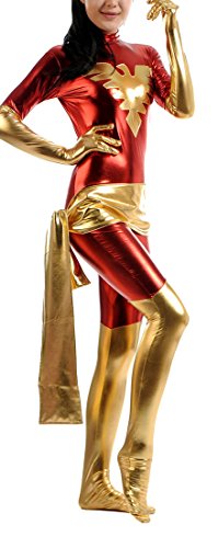Seeksmile Women's Shiny Metallic Lycra Phoenix Zentai Catsuit