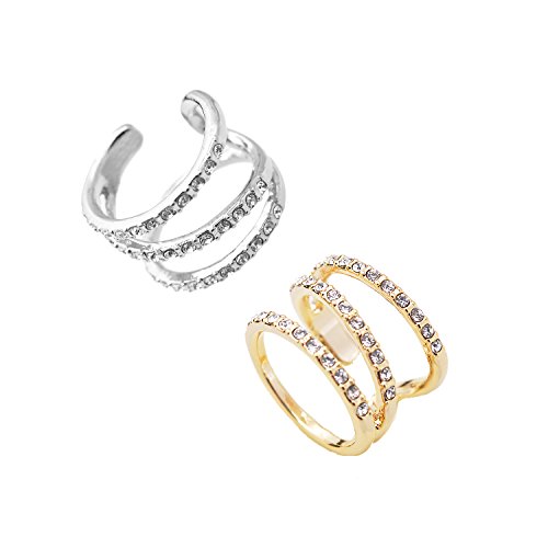 High Gloss Crystal Accent Wrap Around Open Spiral Midi Ring