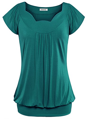 Ninedaily Women Tops Fluted Collar Short Kimono Raglan Sleeve Band Draped Blouse