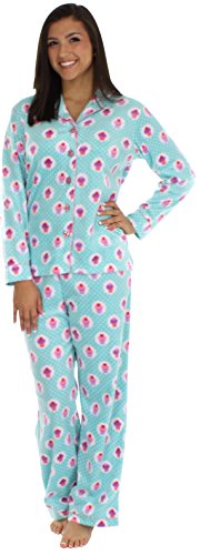 Frankie & Johnny Women's Fun Printed Long Haired Fleece Pajamas