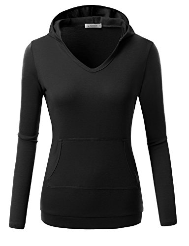 J.TOMSON Women's Basic Pullover Slim Fit Hoodie with Kangaroo Pockets