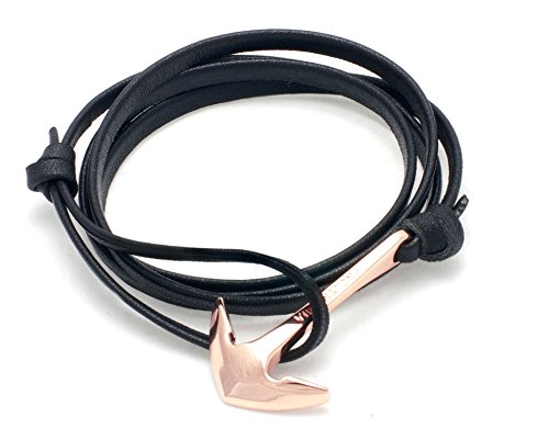 VIRGINSTONE Rose Gold Plating Anchor 2.0 Bracelets on Genuine Colorful Cowhide Leather