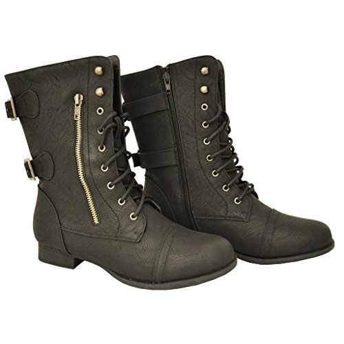 Twisted Women's TROOPER Wide Width/Wide Calf Mid-Calf Lace-Up Combat Boot