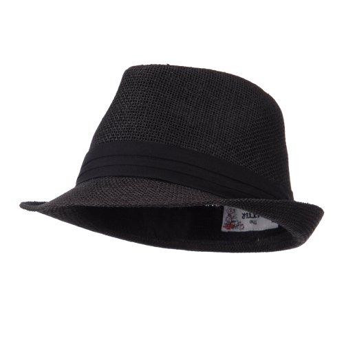 Pleated Hat Band Straw Fedora Hat - OSFM
