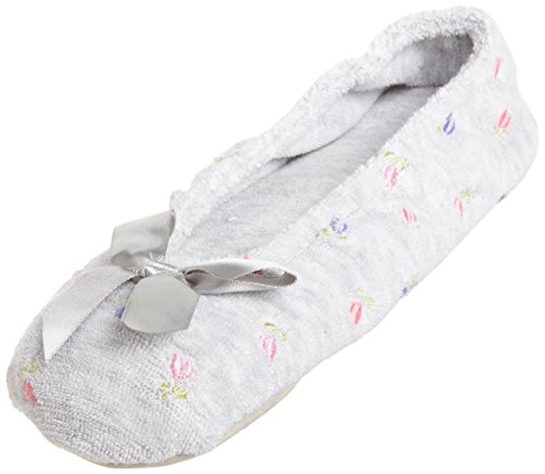 isotoner Signature Women's Embroidered Floral Terry Ballerina Slippers