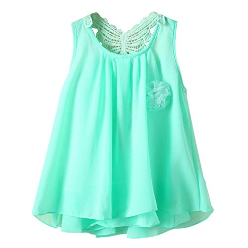 Weixinbuy Kid Girls Chiffon Cross Back Flower Princess Summer Dress