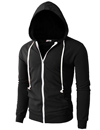 H2H Mens Fashion Lightweight Zip-up Hoodie with Pocket Of Various Colors