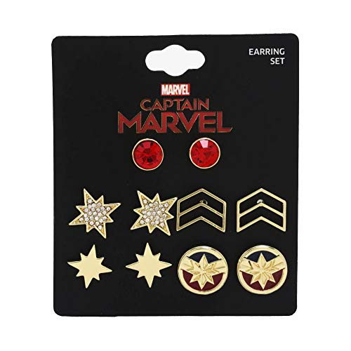 Algopix Similar Product 3 - Captain Marvel Earring Set - Set of Five
