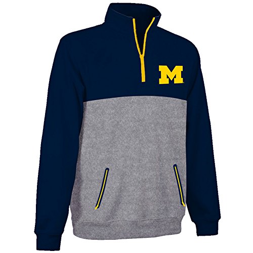 Michigan Wolverines Performance Quarter Zip Sweatshirt Navy and Gray
