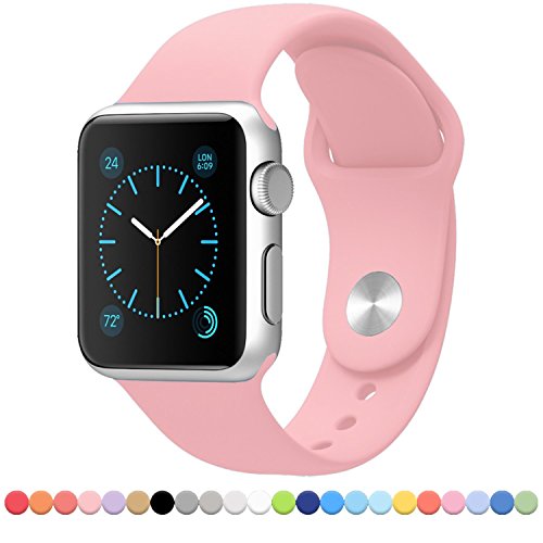 Apple Watch Band - FanTEK Soft Silicone Sport Style Replacement iWatch Strap for Apple Wrist Watch 38mm Models S/M Size (Vintage Rose)