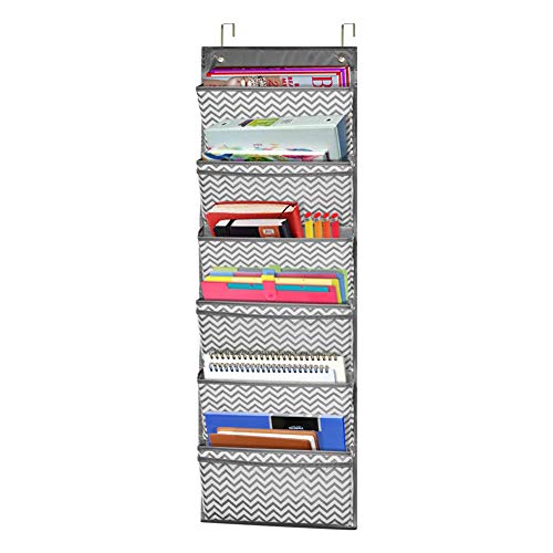 ZKOO Hanging File Folder Holder Cascading Fabric Organizer- 4 Pocket Home School Office Classroom Filing Storage?Office Supplies Storage Organizer& 2 Hangers