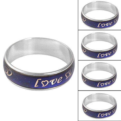 MJartoria I Love You Heart Heat Sensitive Color Changing Emotion Feeling Endless Band Mood Ring