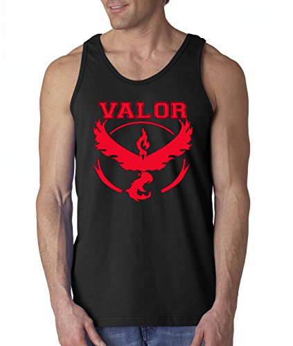 New Way 516 - Men's Tank-Top Pokemon GO Team Valor Emblem Logo Moltres Medium Black