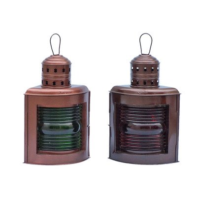 Port and Starboard Oil Lamp (Set of 2) Size: 17" H x 9.5" W x 7.5" D, Finish: Antique Copper