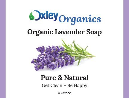 Organic Soap with Exfoliating Mesh Soap Saver, Pure and Natural, Use as Body, Face and Shaving Soap, 4 Ounce Bar, Luxurious Lather and Aromatherapy by Oxley Health (Lavender)
