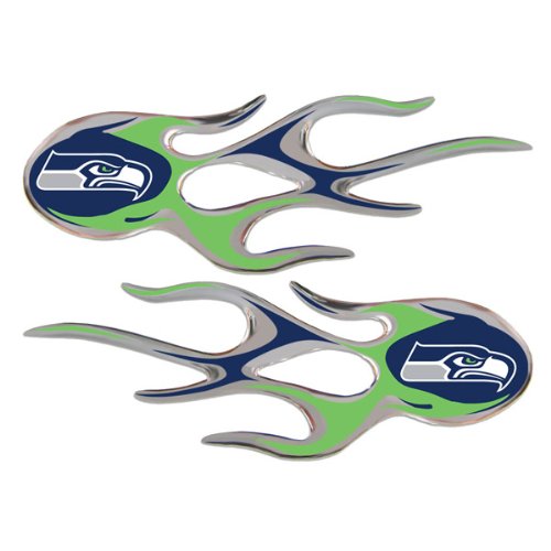 Seattle Seahawks NFL Micro Flames Auto Decal 2 Pack for Car Truck Motorcycle Bike Mailbox Locker Sticker Football Licensed Team Logo