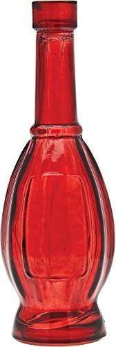 Luna Bazaar Bulb Design Small Vintage Painted Glass Bottle (7-Inch, Red)