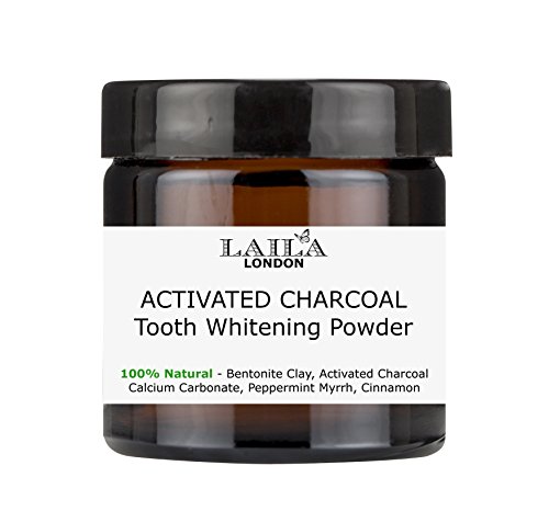 Activated Charcoal Tooth Powder Large 3oz Herbal Organic 100% Natural Fluoride Free Natural Whitening Remineralizing Oral Dental Polish 60ml Breath Freshener Calcium Carbonate, Peppermint & Lemon