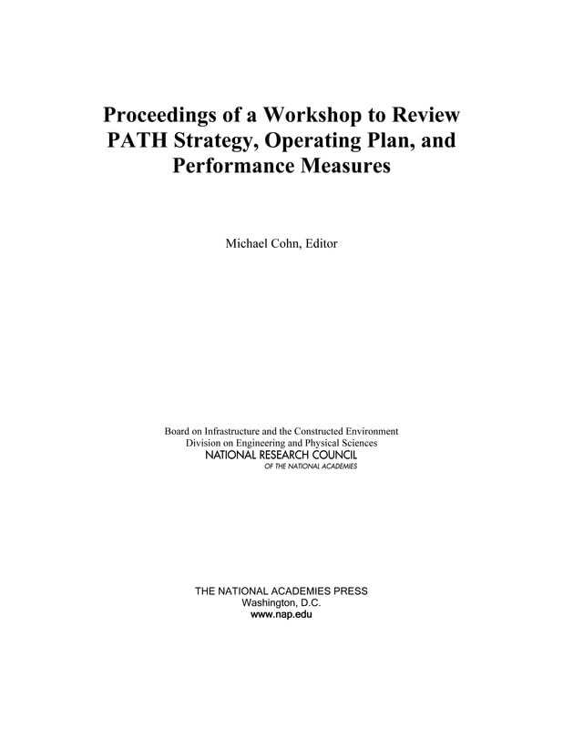 Proceedings of a Workshop to Review PATH Strategy, Operating Plan, and Performance Measures by National Research Council