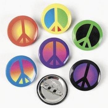 Fun Express Retro Peace Sign Buttons - 48 Pieces