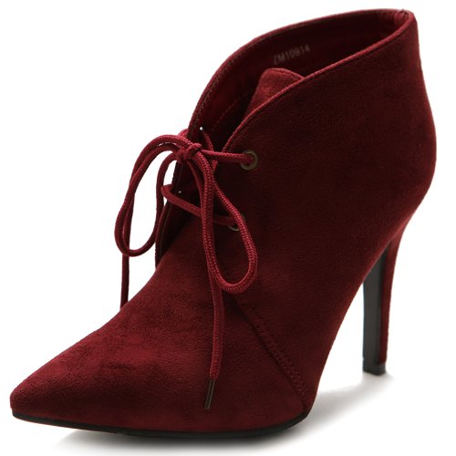Ollio Women's High Heel Ankle Shoe Lace Up Faux Suede Multi Color Boot