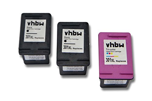 vhbw 3x Cartuchos para impresora cartuchos de tinta negro de color para HP Envy 5530 E-All-In-One por HP 301, 301xl,...