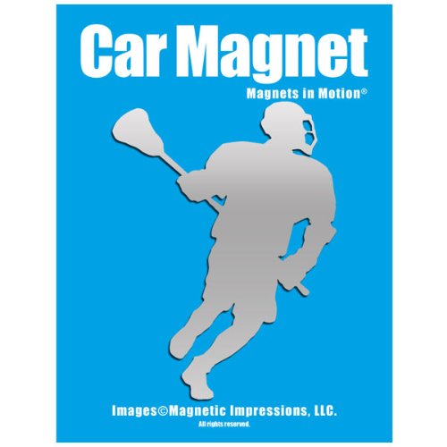 Lacrosse Male Player Car Magnet Chrome