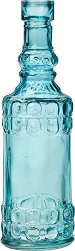 Luna Bazaar Turquoise Blue Cylinder Decorative Glass Bottles - CG76A