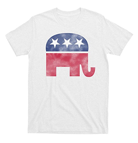Republican Elephant Mens White Distressed T-shirt