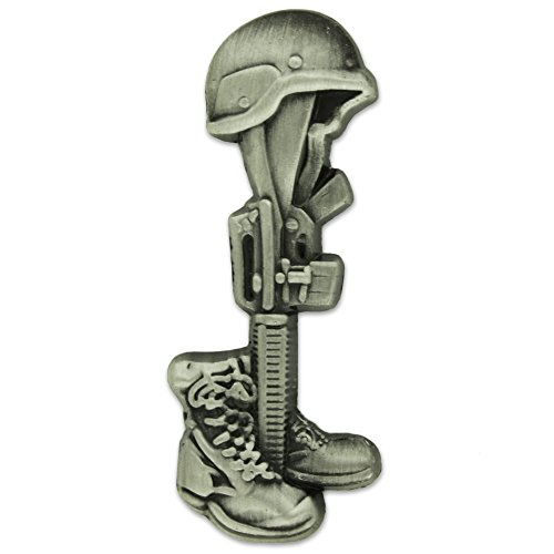 Final Tribute Battle Cross Fallen Soldier Silver Lapel Pin