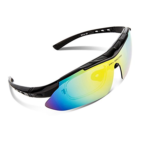 RIVBOS 806 POLARIZED Sports Sunglasses with 5 Set Interchangeable Lenses for Cycling