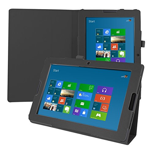 kwmobile Elegante funda de cuero sintético para Lenovo IdeaTab A10-70 (A7600) en Negro con una práctica FUNCIÓN DE SOPORTE