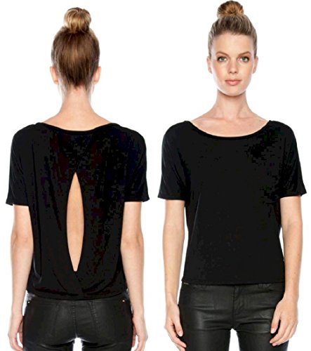 Womens Flowy Open Back Yoga Tee Ultra Light Weight