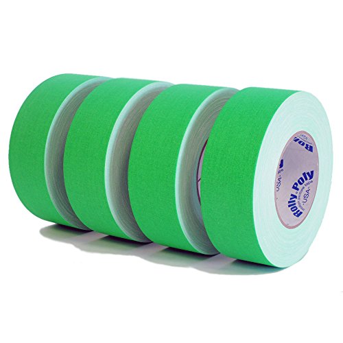 4 Rolls Premium Professional Grade Gaffer Tape 4 Pack - 2 Inch X 50 Yards - Fluorescent / Neon Green Color - 4 Rolls per Case