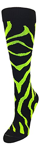 TCK Zebra Stripe Socks (Black/Electric Green, Medium)