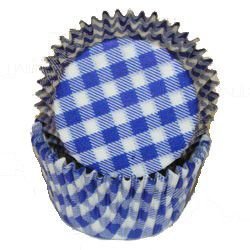 Jubilee Sweet Arts 50 Count Gingham Cupcake Baking Liners, Standard Size, Blue
