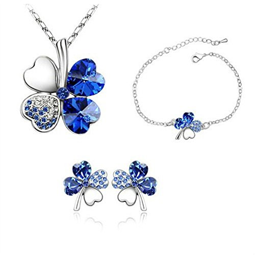 Demarkt Fashion Elegant Cute Lady Girls Blue Flower Crystal Ear Stud Earrings