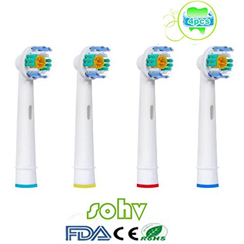 Sohv® Cabezales De Repuesto Para Cepillo Eléctrico, Compatibles Con Braun Oral-B 3D White EB18-4(EB-18A), 4 Unidades (1 Paquetes), De Color...