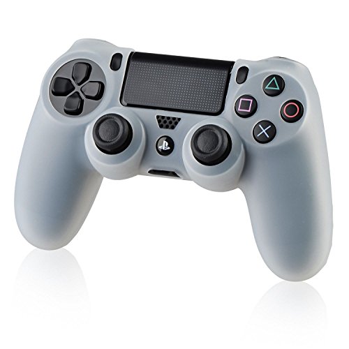 

Insten® Clear White Silicone Skin PS4 Controller Case with FREE 3FT White Micro USB 2-in-1 Flat Noodle Cable Compatible With Sony PlayStation 4