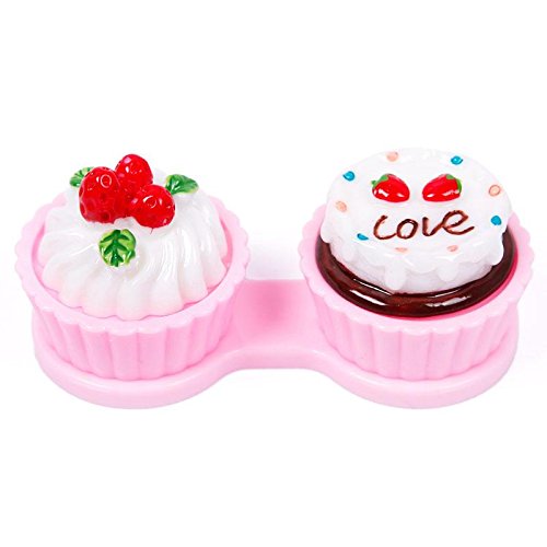Hot Lovely 3D Cartoon Cake Cream Contact Lens Box Holder Container Case Holder