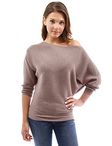 PattyBoutik Women's One Shoulder Batwing Ribbed Sweater