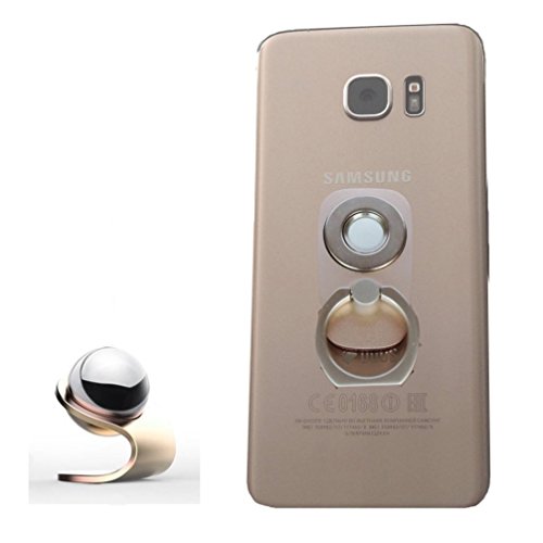 Phone Magnetic Holder, 2 in 1, Finger Ring Grip, Magnetic Car Dash Mount Stand for Iphone5 6 7, Samsung Galaxy S5 S6 S7 Edge , Note, Nexus, HTC, Nokia LG Lenovo and All Phones - Gold by SES