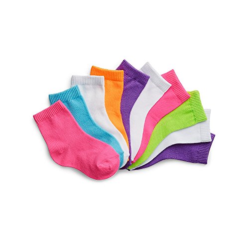 Hanes EZ Sort Girls` Toddler Ankle Socks, 37/10, 2T-3T, Assorted