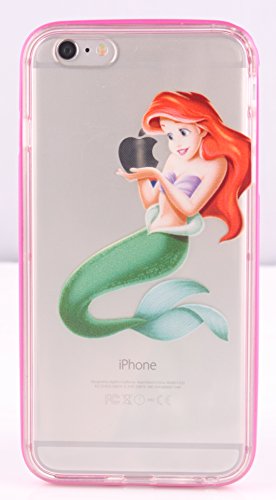 iPhone 6s (4.7) Ariel Disney Princess Holding Apple High Quality Transparent Silicone Case with Solid Bumper