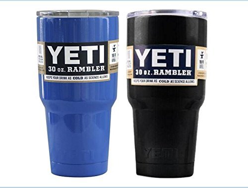 Yeti Rambler Tumbler Cups with Lids, 30 oz, Set of 2-Blue+Black