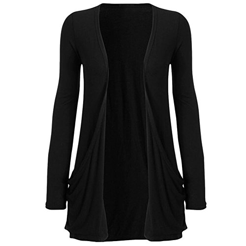 Womens Boyfriend Open Front Cardigan Sweater with Pocket Drape Tops