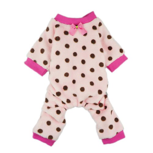 Fitwarm Pink Cute Polka Dots Dog Coat for Pet Dog Pajamas Soft Winter Clothes, Small
