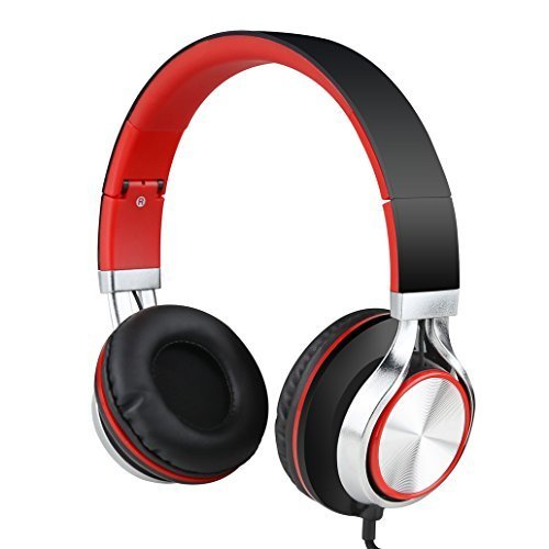 Sound Intone Ms200 Stereo Headsets Strong Low Bass Adjustable Headphones Earbuds for Smartphones Mp3/4 Laptop Computers Tablet Macbook Folding Gaming Earphones (Black/red)
